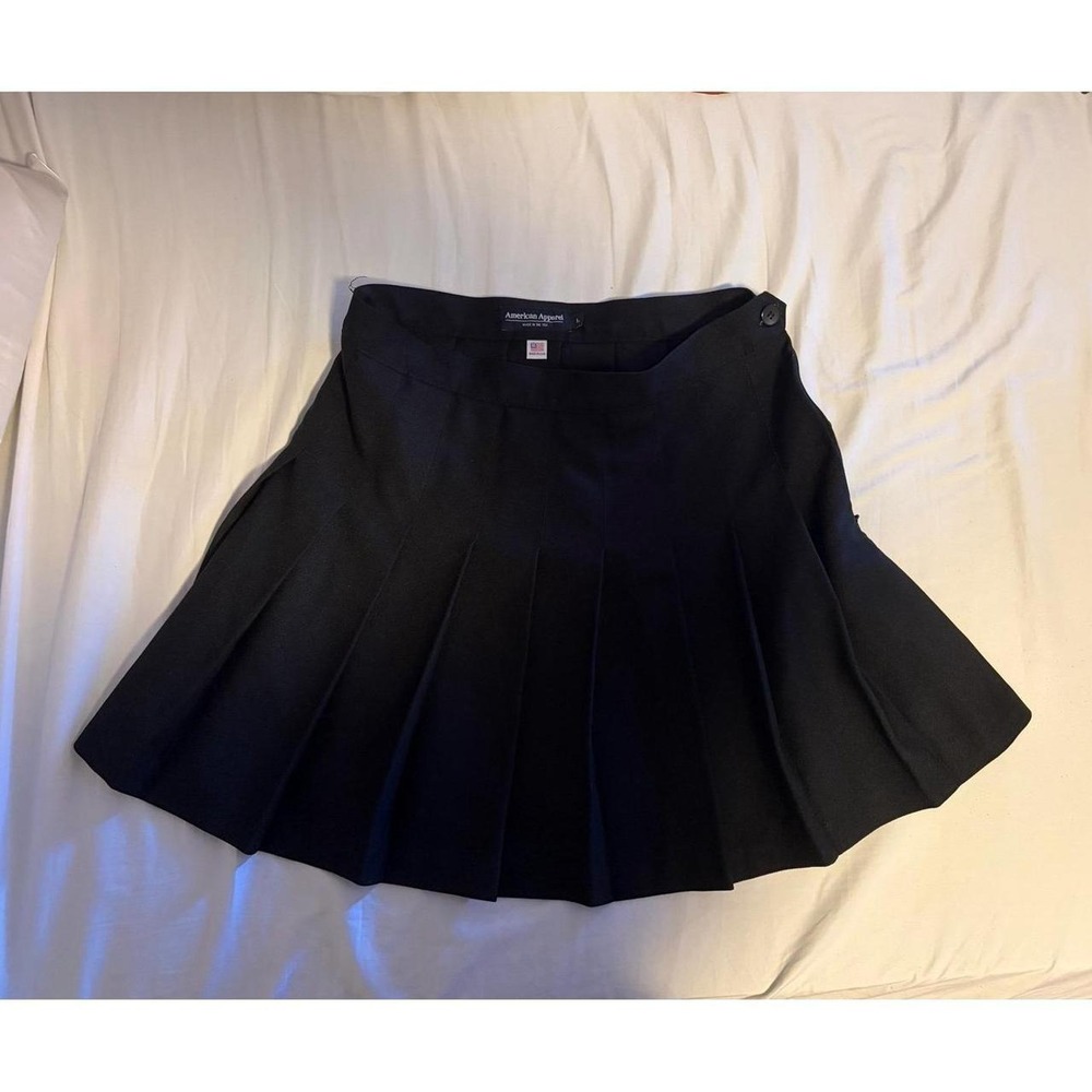 Vintage American Apparel Black Pleated Tennis Circle Skirt